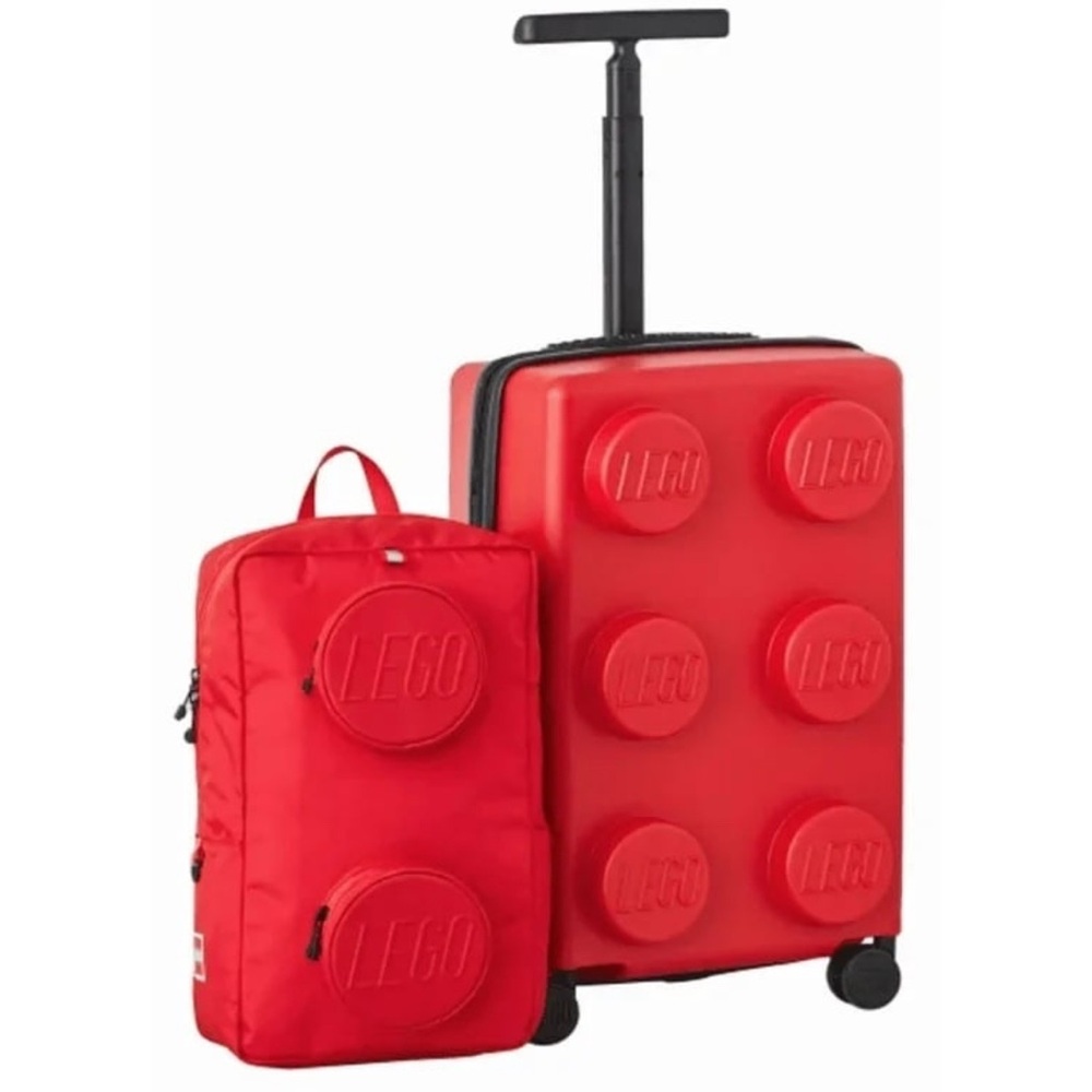 Lego Red Brick-Style Expandable Trolley and Backpack Set